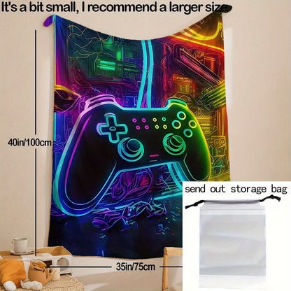 1pc Cozy Gamepad Flannel Blanket - Soft, Warm, and Creative Gift for Friends and Family - Perfect for Couch, Bed, Car, Office, Camping, and Travel