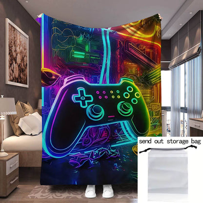 1pc Cozy Gamepad Flannel Blanket - Soft, Warm, and Creative Gift for Friends and Family - Perfect for Couch, Bed, Car, Office, Camping, and Travel