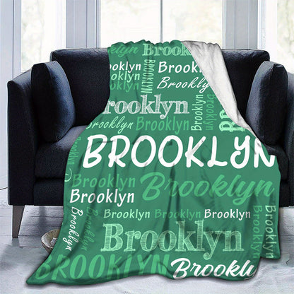 1pc Personalized Luxurious Flannel Blanket - Custom Name Design, Ultra-Soft & Cozy for All-Season Comfort - Perfect Gift for Adults, Ideal for Home, Picnic, and Travel Adventures