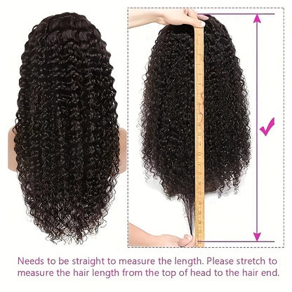 250% Density 28 Deep Curly Lace Front Wig - Pre-Plucked with Baby Hair, Natural Black Color, Kinky Curly Style, 13x6 Lace Area, Basics Style, Suitable for All Women