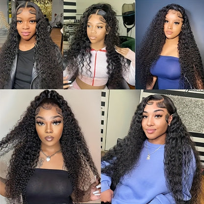 250% Density 28 Deep Curly Lace Front Wig - Pre-Plucked with Baby Hair, Natural Black Color, Kinky Curly Style, 13x6 Lace Area, Basics Style, Suitable for All Women