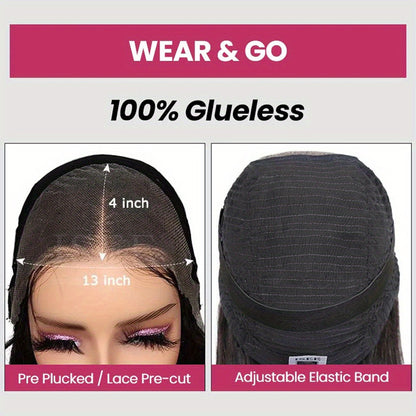 Bye Bye Knots Wear and Go Glueless Wig Pre cut Lace Closure Wig 13x6 Jerry Curly Put on and Go Lace Front Wigs Human Hair 200% Density Natural Color
