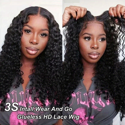 Bye Bye Knots Wear and Go Glueless Wig Pre cut Lace Closure Wig 13x6 Jerry Curly Put on and Go Lace Front Wigs Human Hair 200% Density Natural Color