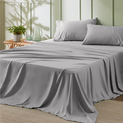 4pcs Luxurious Microfiber Sheet Set - 14" Deep Pocket, Exquisite Pinch Pleat, Shrink-Resistant, Fade-Resistant, Soft & Comfortable Bedding Set With Pillowcase, Flat Sheet, Fitted Sheet - Modern Design For All Season, Dorm Bedding For College Set