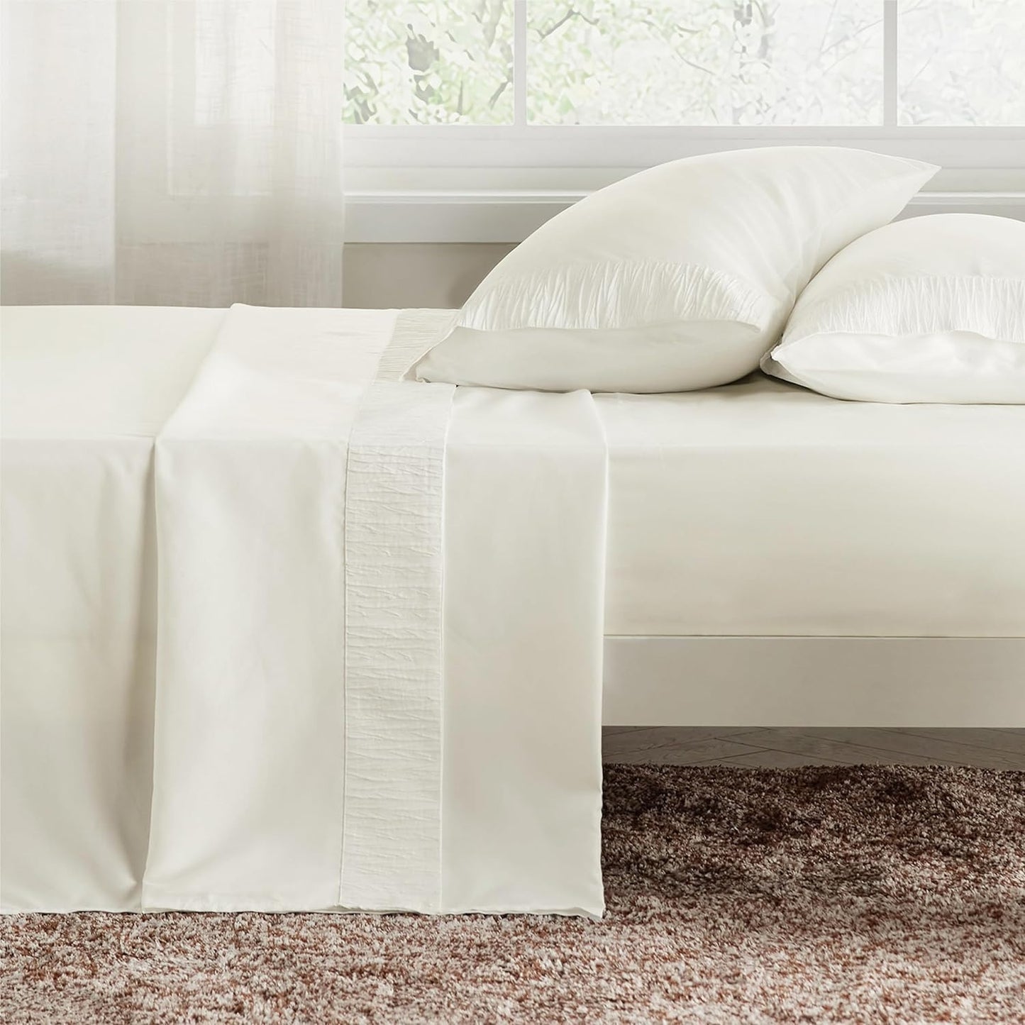 4pcs Luxurious Microfiber Sheet Set - 14" Deep Pocket, Exquisite Pinch Pleat, Shrink-Resistant, Fade-Resistant, Soft & Comfortable Bedding Set With Pillowcase, Flat Sheet, Fitted Sheet - Modern Design For All Season, Dorm Bedding For College Set