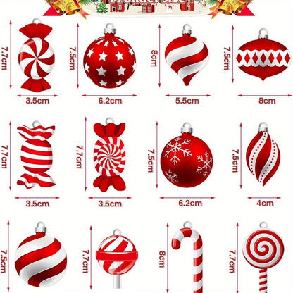 24PCS Vibrant Christmas Candy Cane and Lollipop Ornament Set - Durable Plastic Tree Decorations with Hanging Strings for Festive Holiday Party, Home, Room, Window Decor - Easy to Hang, Reusable, and Weather-Resistant Holiday Hanging Decor