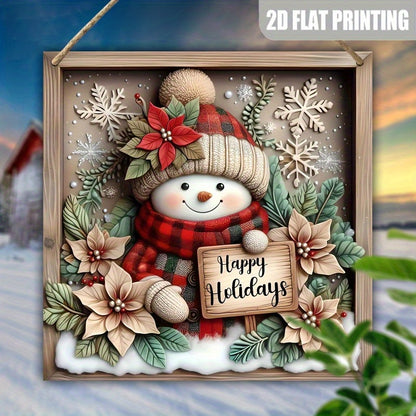 8 Inch Wooden Charming Snowman Christmas Sign for Living Room, Office, Bedroom and Balcony, Perfect for Holiday & Winter Decoration