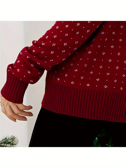 Fashion Women's Turtleneck Christmas Knitted Sweater Snowflake Print Long Sleeve Pullover Winter Warm Tops