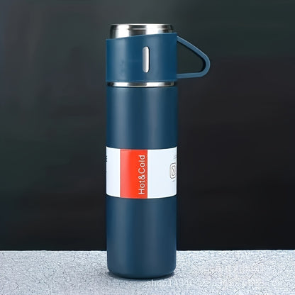 1pc/1 Set, Vacuum Flask, Stainless Steel Insulated Water Bottle With Extra 2 Lids, Travel Thermal Cups, For Hot And Cold Beverages, Summer Winter Drinkware, Gifts
