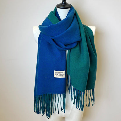 Double-Sided Two-Color Scarf - Soft, Warm, and Windproof Knitted Shawl for Unisex - Autumn Winter Coldproof Neck Guard with Tassel