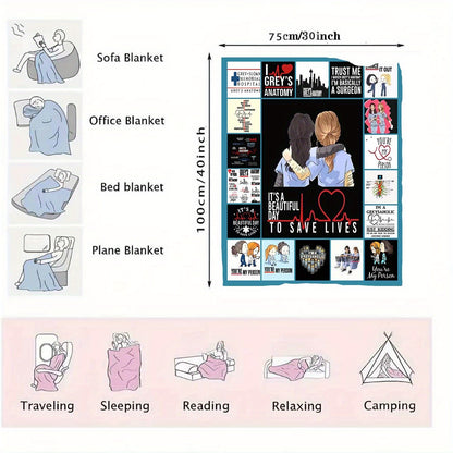 1pc Soft Doctor Flannel Digital Printing Blanket - Ultra Cozy, Warm, and Comfortable for Sofa, Bed, Travel, Camping, and Napping - Perfect Gift for Friends and Special Doctors, Suitable for All Seasons