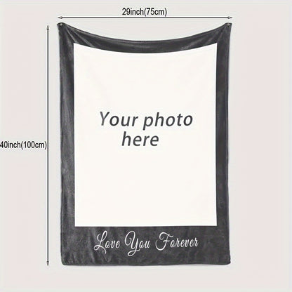 1pc Customizable Photo Flannel Blanket - Soft, Cozy, Multi-Purpose Throw for Holiday, Outdoor, Beach, Camping, Living Room, Sofa, Pet, Office - Unique Gift Idea with Personalized Touch
