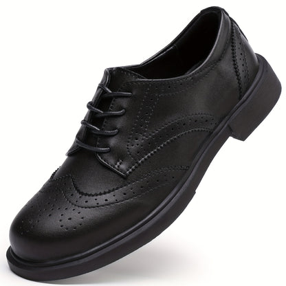 Women's Classic Oxford Lace Up Business Dress Pointed Thick Leather Formal Shoes