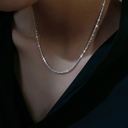 Sparkling Minimalist Silver Plated Chain Silver Color Necklace Simple Necklace Jewelry Gift