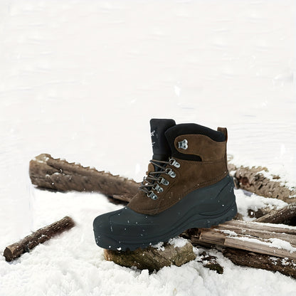 Men's Cozy Winter Snow Boots with Fluffy Warm Lining, Non-Slip Rubber Sole, Durable Fabric & Lace-Up Short Boot Design