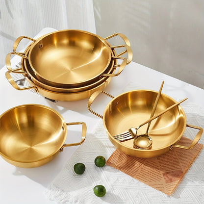 1pc Deluxe Golden Stainless Steel Ramen Pot - Multi-Use Hot Pot for Soup & Seafood - Durable Kitchen Cookware for Home & Restaurant