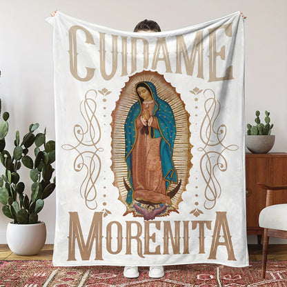 1pc Soft Virgin Mary Print Blanket - Cozy Skin-Friendly Throw for TV Sofa, Camping, Outdoor, Lunch Break, and Multi-Purpose Use - Gentle, Breathable, and Lightweight for Ultimate Comfort