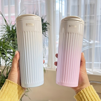 500ml Gradient Insulated Stainless Steel Coffee Tumbler - Wide Mouth, Double-Layer Heat Preservation, Reusable Travel Mug with Silicone Base - Perfect for On-the-Go Coffee Lovers