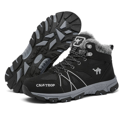 Mens Insulated Snow Boots - Superior Grip Anti-Skid Sole, Wind-Resistant and Waterproof, High-Cut Ankle Support, Plush Fuzzy Lining - Ideal for Outdoor Adventures, Running, Hiking, Autumn and Winter Season Essentials