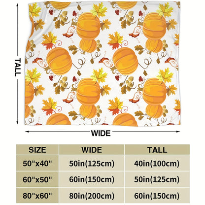 1pc Soft and Cozy Pumpkin Print Flannel Blanket - Perfect for Travel, Sofa, Bed, and Office Decor - Ideal Halloween and Thanksgiving Gift for Boys, Girls, and Adults - Available All Year Round