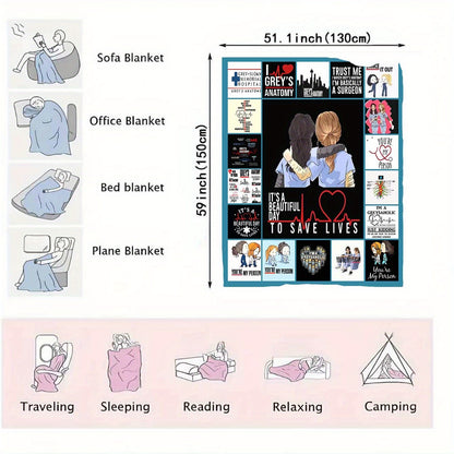 1pc Soft Doctor Flannel Digital Printing Blanket - Ultra Cozy, Warm, and Comfortable for Sofa, Bed, Travel, Camping, and Napping - Perfect Gift for Friends and Special Doctors, Suitable for All Seasons