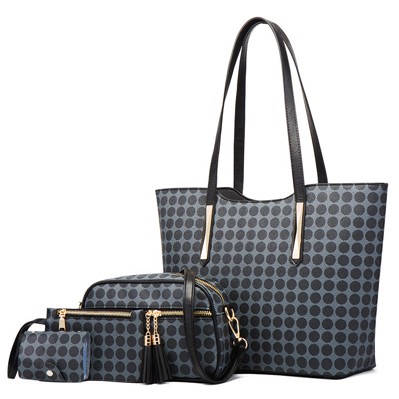 ZLLKL 2025popular spring and summer new simple shopping bag polka dot tote bag shoulder handbag large capacity mother and child large bag women's bag