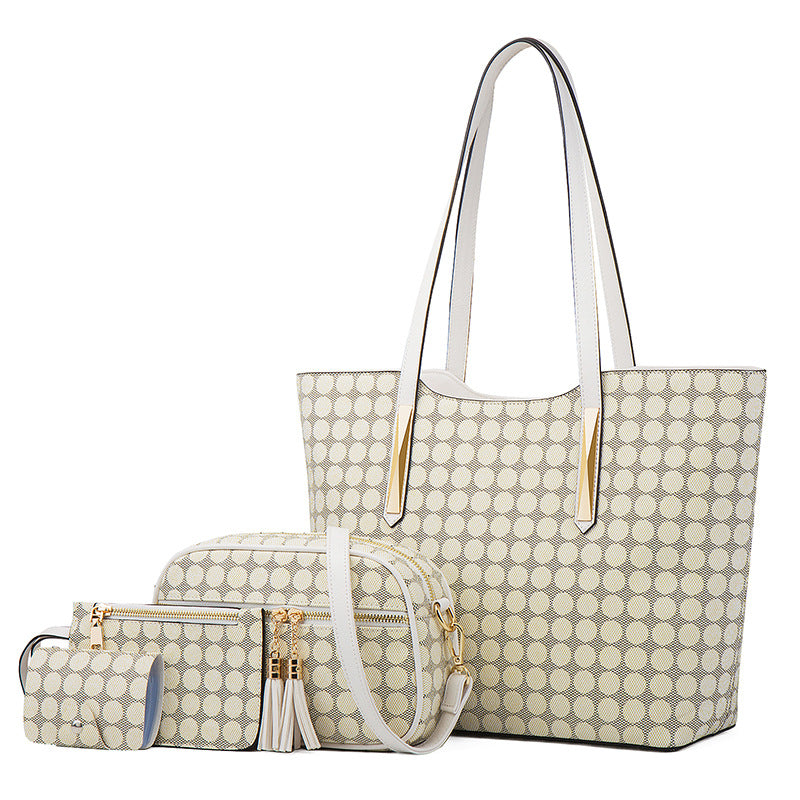 ZLLKL 2025popular spring and summer new simple shopping bag polka dot tote bag shoulder handbag large capacity mother and child large bag women's bag