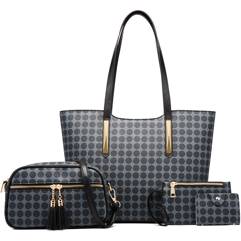 ZLLKL 2025popular spring and summer new simple shopping bag polka dot tote bag shoulder handbag large capacity mother and child large bag women's bag