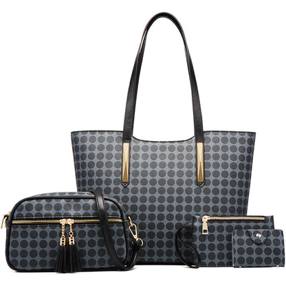 ZLLKL 2025popular spring and summer new simple shopping bag polka dot tote bag shoulder handbag large capacity mother and child large bag women's bag