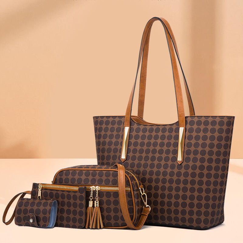 ZLLKL 2025popular spring and summer new simple shopping bag polka dot tote bag shoulder handbag large capacity mother and child large bag women's bag
