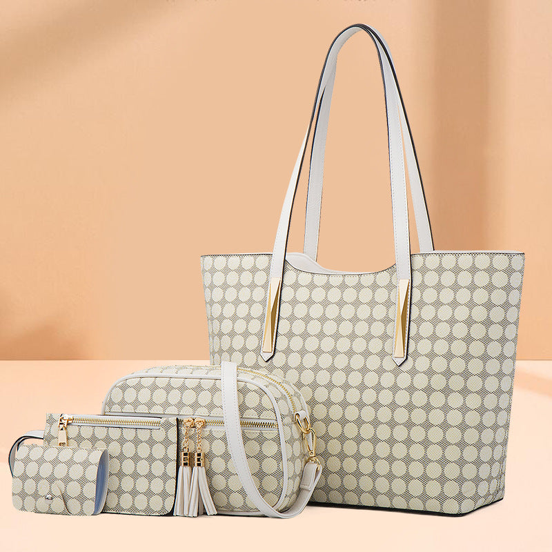 ZLLKL 2025popular spring and summer new simple shopping bag polka dot tote bag shoulder handbag large capacity mother and child large bag women's bag