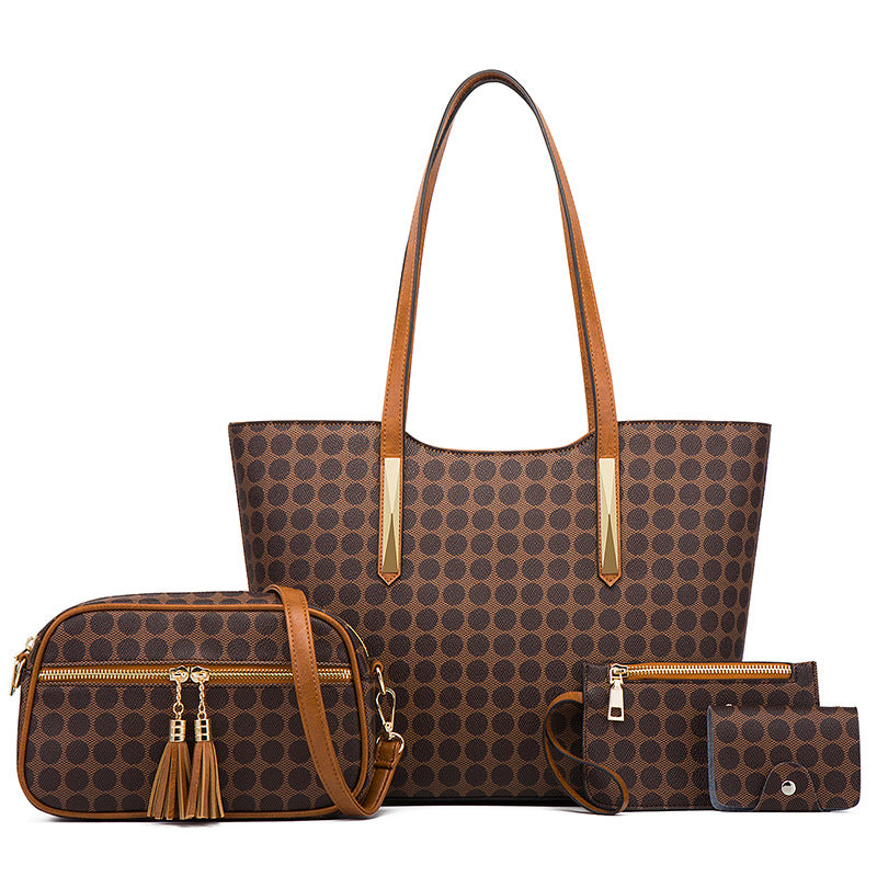 ZLLKL 2025popular spring and summer new simple shopping bag polka dot tote bag shoulder handbag large capacity mother and child large bag women's bag