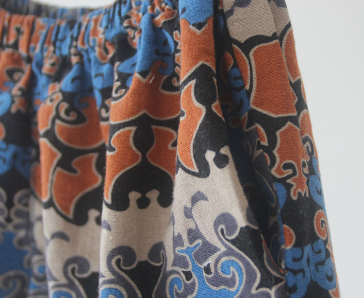 Special offer! cotton and linen totem printed shorts, retro trendy summer ethnic shorts k00