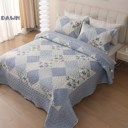 DAWN Bedding Set: Elegant Quilted Coverlet with Twin, Queen, and King Sizes, Soft and Breathable, Suitable for All Seasons - Includes 1 Twin Quilt, 2 Standard Shams, and 2 King Shams