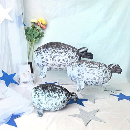 Vintage-Style Chubby Seal Plush Pillow - Soft Polyester, Animal Theme, Perfect for Bed & Sofa Decor, Ideal Gift for Birthdays, Valentine's Day, Christmas