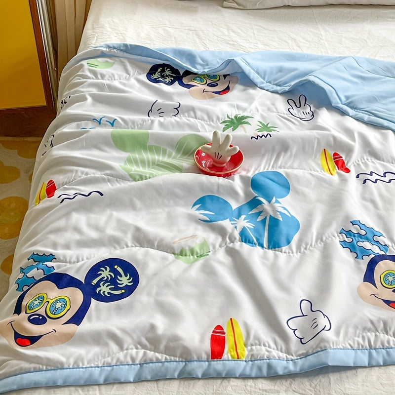 UME Cute Cartoon Summer Cooling Quilt - Winnie, Mickey & Minnie Design | Lightweight Polyester Blanket for All Seasons | Perfect for Bedroom, Dorm Room Decor Cool Rugs For Bedroom Cute Blanket