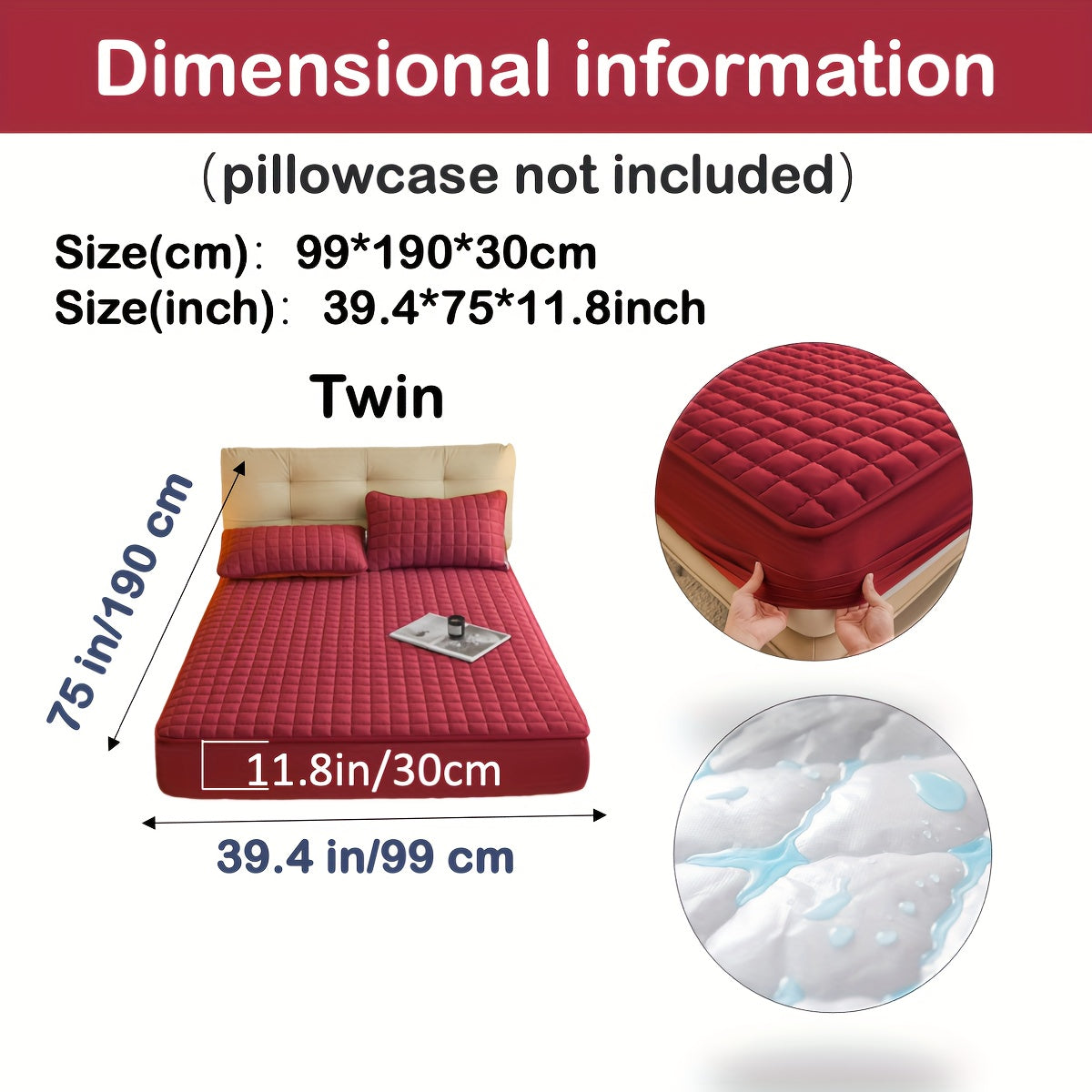 1pc Deluxe Hypoallergenic Mattress Protector - Deep Pocket, Quilted, Waterproof and Soft, for Comfortable Sleep in Bedroom or Guest Room