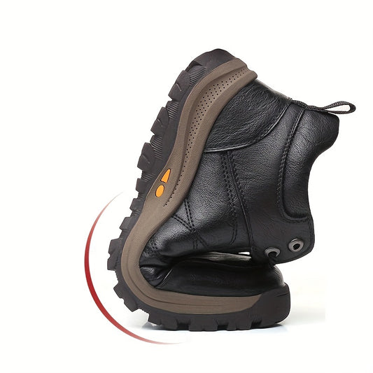 Men's Casual Snow Boots, Anti-skid Windproof Lace-up Ankle Boots With Fuzzy Lining For Outdoor Walking Running Hiking, Autumn And Winter