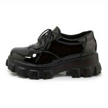 Womens Platform Oxford Shoes Chunky Platform Loafers Goth Buckle Shoes