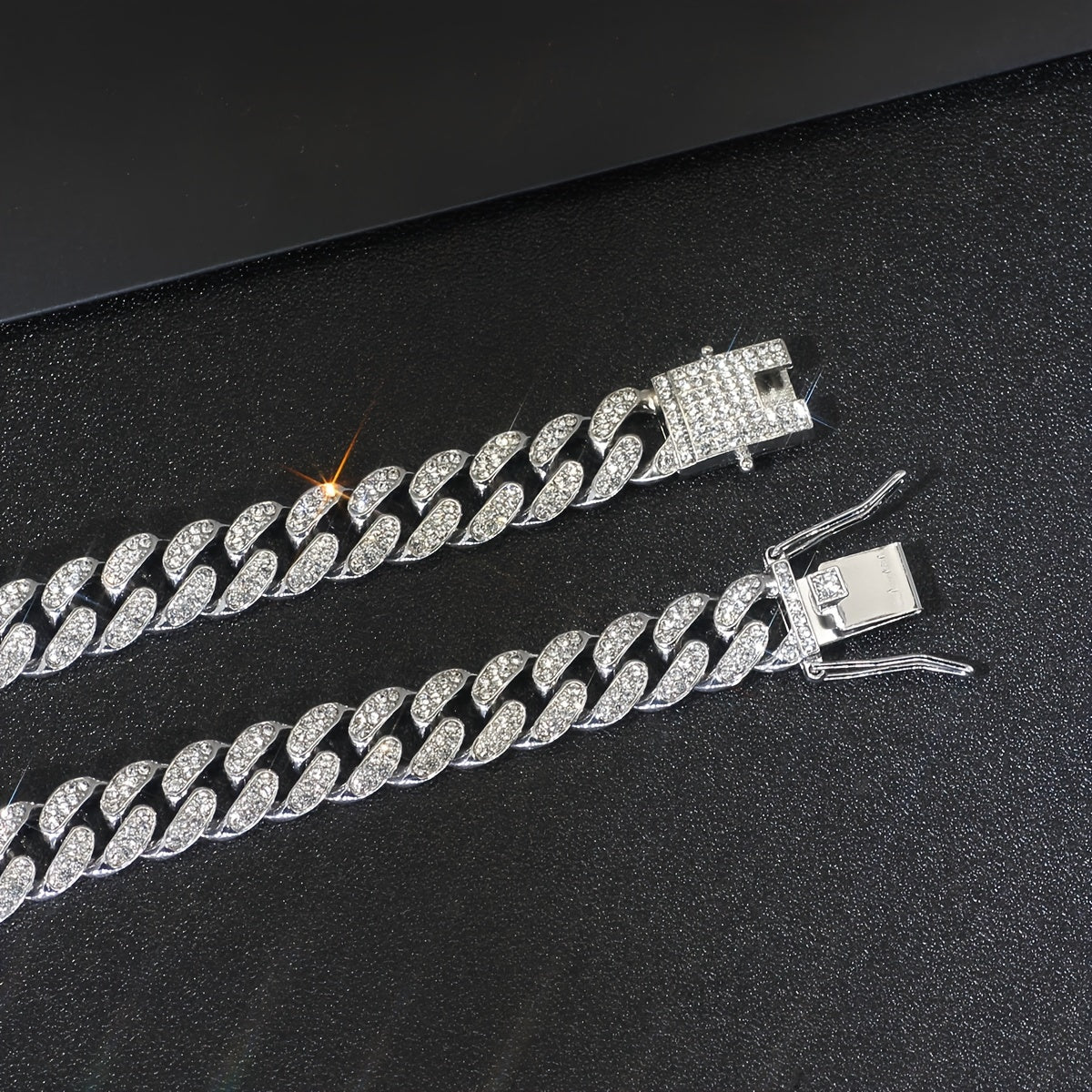 3 piece set Cuban chain necklace bracelet rhinestone earrings sparkling necklace bracelet crystal large round earrings jewelry gift