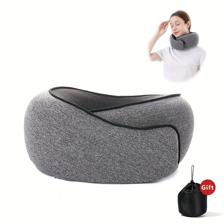 [Customer Favorite] Ultra-Soft Memory Foam Travel Pillow - Portable Neck Support for Airplane, Car, Office Naps & Home Use - Grey