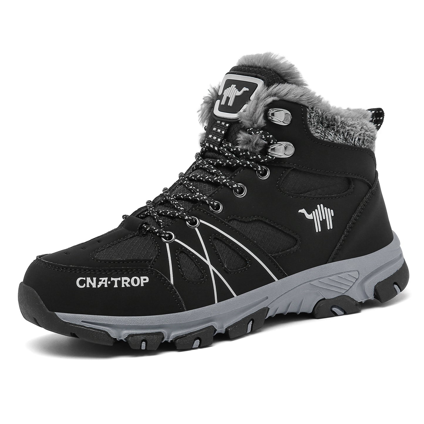 Mens Insulated Snow Boots - Superior Grip Anti-Skid Sole, Wind-Resistant and Waterproof, High-Cut Ankle Support, Plush Fuzzy Lining - Ideal for Outdoor Adventures, Running, Hiking, Autumn and Winter Season Essentials