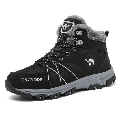 Mens Insulated Snow Boots - Superior Grip Anti-Skid Sole, Wind-Resistant and Waterproof, High-Cut Ankle Support, Plush Fuzzy Lining - Ideal for Outdoor Adventures, Running, Hiking, Autumn and Winter Season Essentials