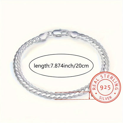 1pc Exquisite S925 Sterling Silver 5mm Cuban Chain Bracelet - Timeless Unisex Jewelry Gift for Men and Women - Hypoallergenic, Nickel-Free, Durable, and Stylish Accessory for Any Occasion