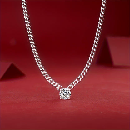 1.0ct/2.0ct/3.0ct/S925 Silver Moissanite Necklace/Blaze/Male/Female/Atmosphere Fashion/Party/Anniversary/Gift for Man/Woman/Girlfriend w/Certificate/18K Platinum Plated/Holiday Gift GRA Certificate