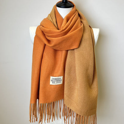 Double-Sided Two-Color Scarf - Soft, Warm, and Windproof Knitted Shawl for Unisex - Autumn Winter Coldproof Neck Guard with Tassel