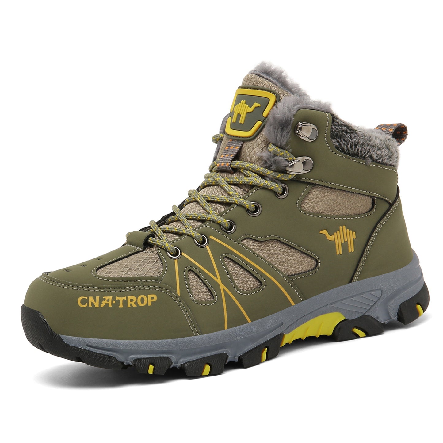 Mens Insulated Snow Boots - Superior Grip Anti-Skid Sole, Wind-Resistant and Waterproof, High-Cut Ankle Support, Plush Fuzzy Lining - Ideal for Outdoor Adventures, Running, Hiking, Autumn and Winter Season Essentials