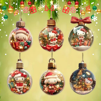6pcs Sanrio Christmas Tree Ornaments & Car Mirror Charms Set - Perfect for Holiday, Garden & Home Decor, Party Favors
