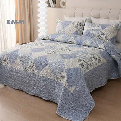 DAWN Bedding Set: Elegant Quilted Coverlet with Twin, Queen, and King Sizes, Soft and Breathable, Suitable for All Seasons - Includes 1 Twin Quilt, 2 Standard Shams, and 2 King Shams