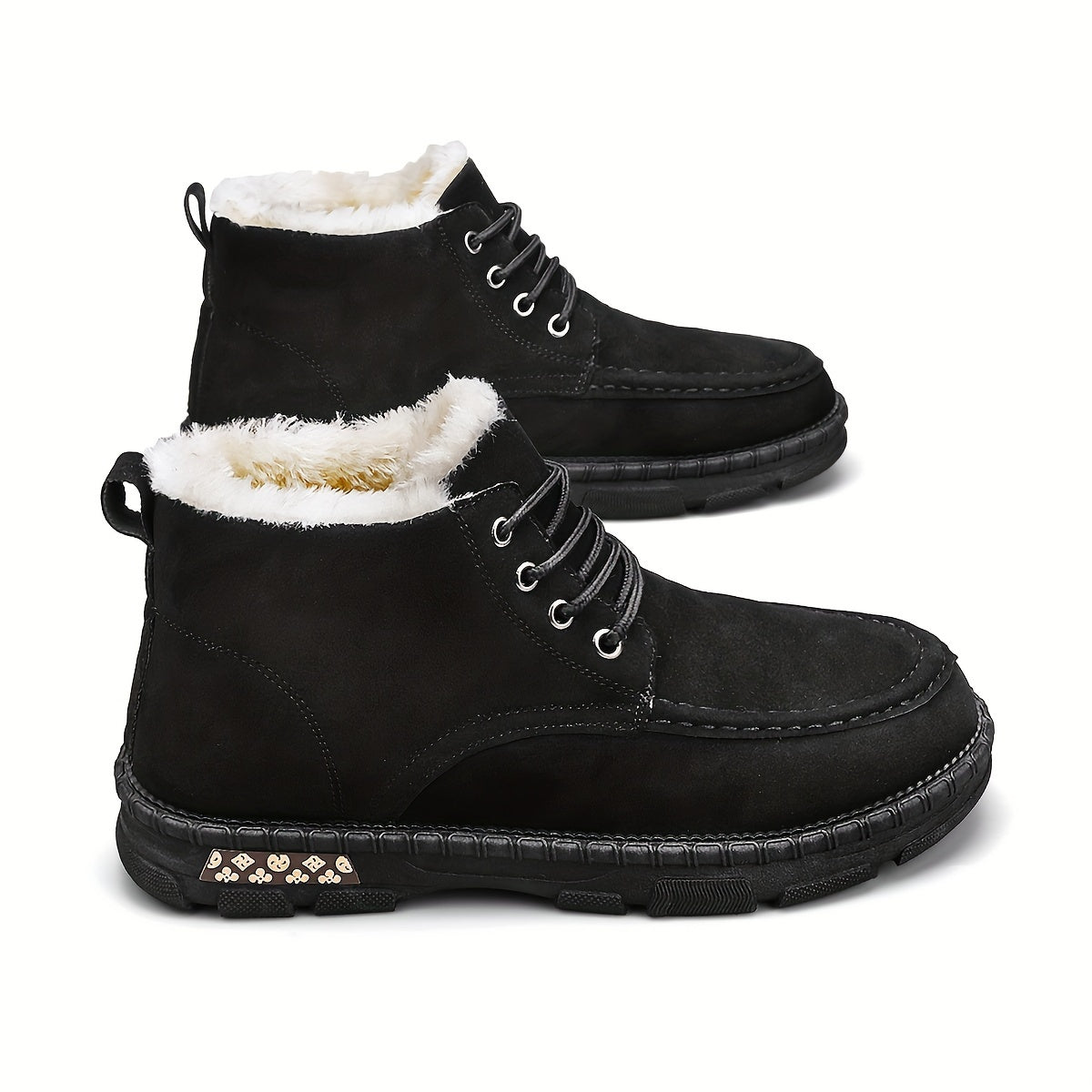 Men's Fashion Snow Boots, Anti-skid Windproof High-top Lace-up Boots With Fuzzy Lining For Outdoor Walking Running Hiking, Autumn And Winter